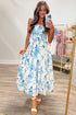 All Over Floral Ruffled Strap Smocked Maxi Dress