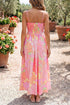All Over Floral Smocked High Waist Spaghetti Strap Dress