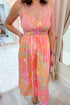 All Over Floral Smocked High Waist Spaghetti Strap Dress