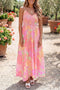 All Over Floral Smocked High Waist Spaghetti Strap Dress