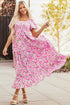 All Over Floral Smocked Puff Sleeve A Line Maxi Dress