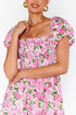 All Over Floral Smocked Puff Sleeve A Line Maxi Dress