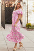 All Over Floral Smocked Puff Sleeve A Line Maxi Dress