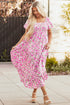 All Over Floral Smocked Puff Sleeve A Line Maxi Dress