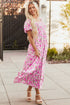 All Over Floral Smocked Puff Sleeve A Line Maxi Dress