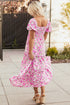All Over Floral Smocked Puff Sleeve A Line Maxi Dress