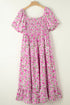 All Over Floral Smocked Puff Sleeve A Line Maxi Dress