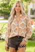 All Over Floral V Neck Southern Belle Long Sleeve Blouse
