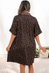 All Over Leopard Print Collared V Neck Mini Dress