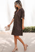 All Over Leopard Print Collared V Neck Mini Dress