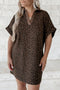All Over Leopard Print Collared V Neck Mini Dress