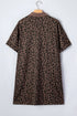 All Over Leopard Print Collared V Neck Mini Dress
