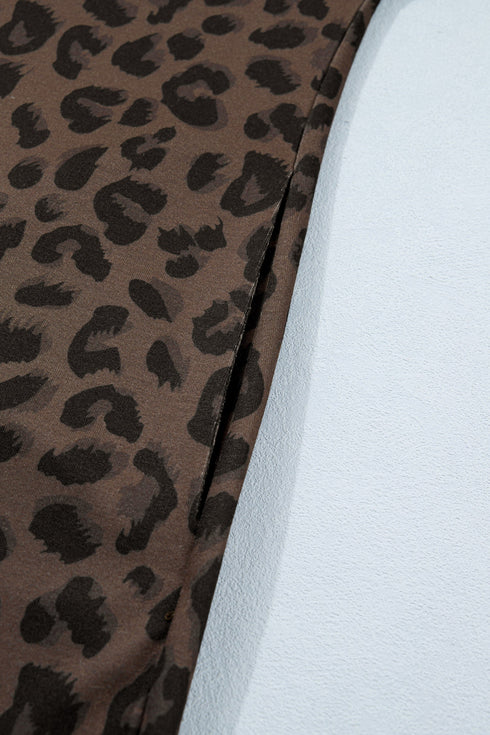 All Over Leopard Print Collared V Neck Mini Dress