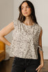 All Over Leopard Print Corduroy Knot Side Western Vest