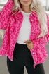 All Over Leopard Print Distressed Raw Hem Denim Jacket