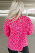 All Over Leopard Print Distressed Raw Hem Denim Jacket