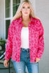 All Over Leopard Print Distressed Raw Hem Denim Jacket