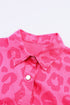 All Over Leopard Print Distressed Raw Hem Denim Jacket
