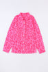 All Over Leopard Print Distressed Raw Hem Denim Jacket