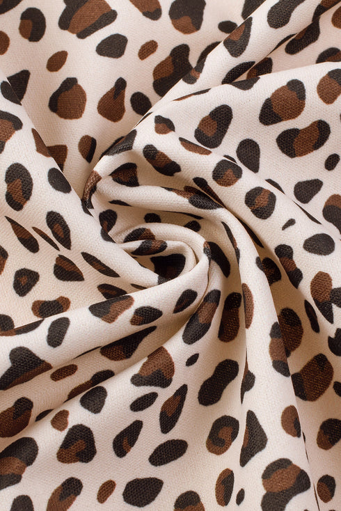 All Over Leopard Print Half Sleeve Open Front Cardigan