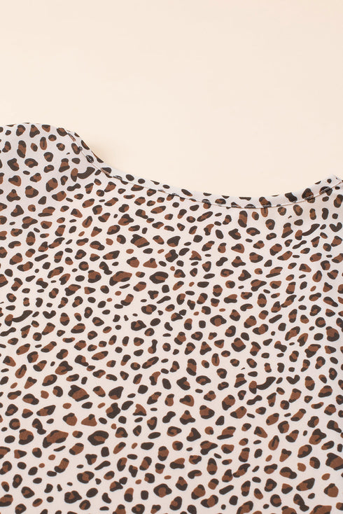 All Over Leopard Print Half Sleeve Open Front Cardigan