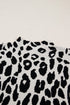 All Over Leopard Print High Neck Short Sleeve Sweater
