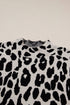 All Over Leopard Print High Neck Short Sleeve Sweater
