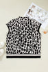 All Over Leopard Print High Neck Short Sleeve Sweater