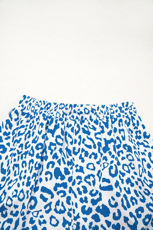 All Over Leopard Print Lace Up Accent Trim Shorts