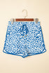All Over Leopard Print Lace Up Accent Trim Shorts