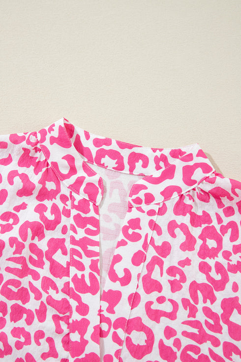 All Over Leopard Print Long Sleeve Buttoned Mini Dress