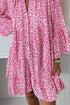 All Over Leopard Print Long Sleeve Buttoned Mini Dress