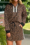 All Over Leopard Print Long Sleeve Two Piece Dress