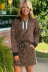All Over Leopard Print Long Sleeve Two Piece Dress