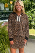 All Over Leopard Print Long Sleeve Two Piece Dress