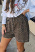 All Over Leopard Print Loose Western Denim Shorts