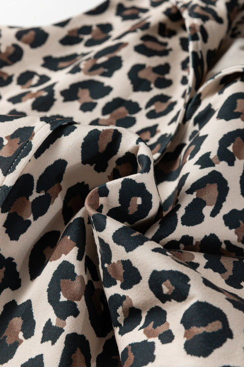 All Over Leopard Print Open Front Western Denim Vest