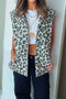 All Over Leopard Print Open Front Western Denim Vest