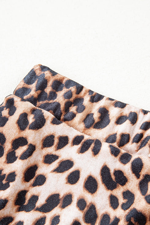 All Over Leopard Print Patchwork Tiered Mini Skirt