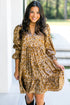 All Over Leopard Print Ruffled Sleeve Tiered Mini Dress