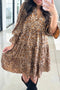 All Over Leopard Print Ruffled Sleeve Tiered Mini Dress