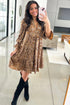 All Over Leopard Print Ruffled Sleeve Tiered Mini Dress