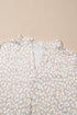 All Over Leopard Print Tab Sleeve V Neck Blouse
