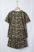 All Over Leopard Print Western Crew Neck Short Sets
