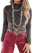 All Over Leopard Print Western Pullover Long Sleeve Top