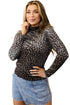 All Over Leopard Print Western Pullover Long Sleeve Top
