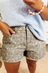 All Over Leopard Print Western Raw Edge Denim Shorts