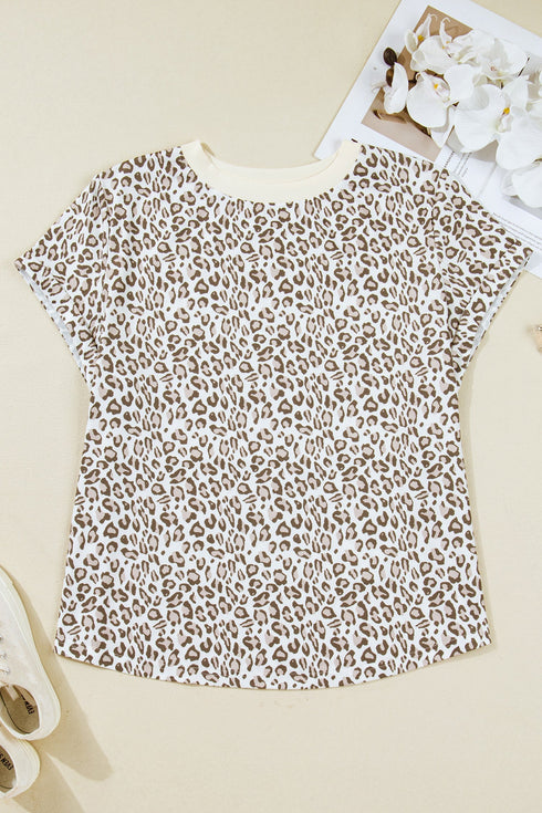 All Over Leopard Print Western Round Neck Tee