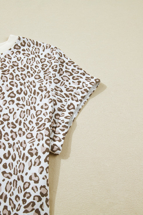 All Over Leopard Print Western Round Neck Tee