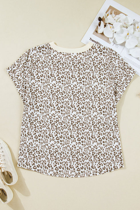 All Over Leopard Print Western Round Neck Tee